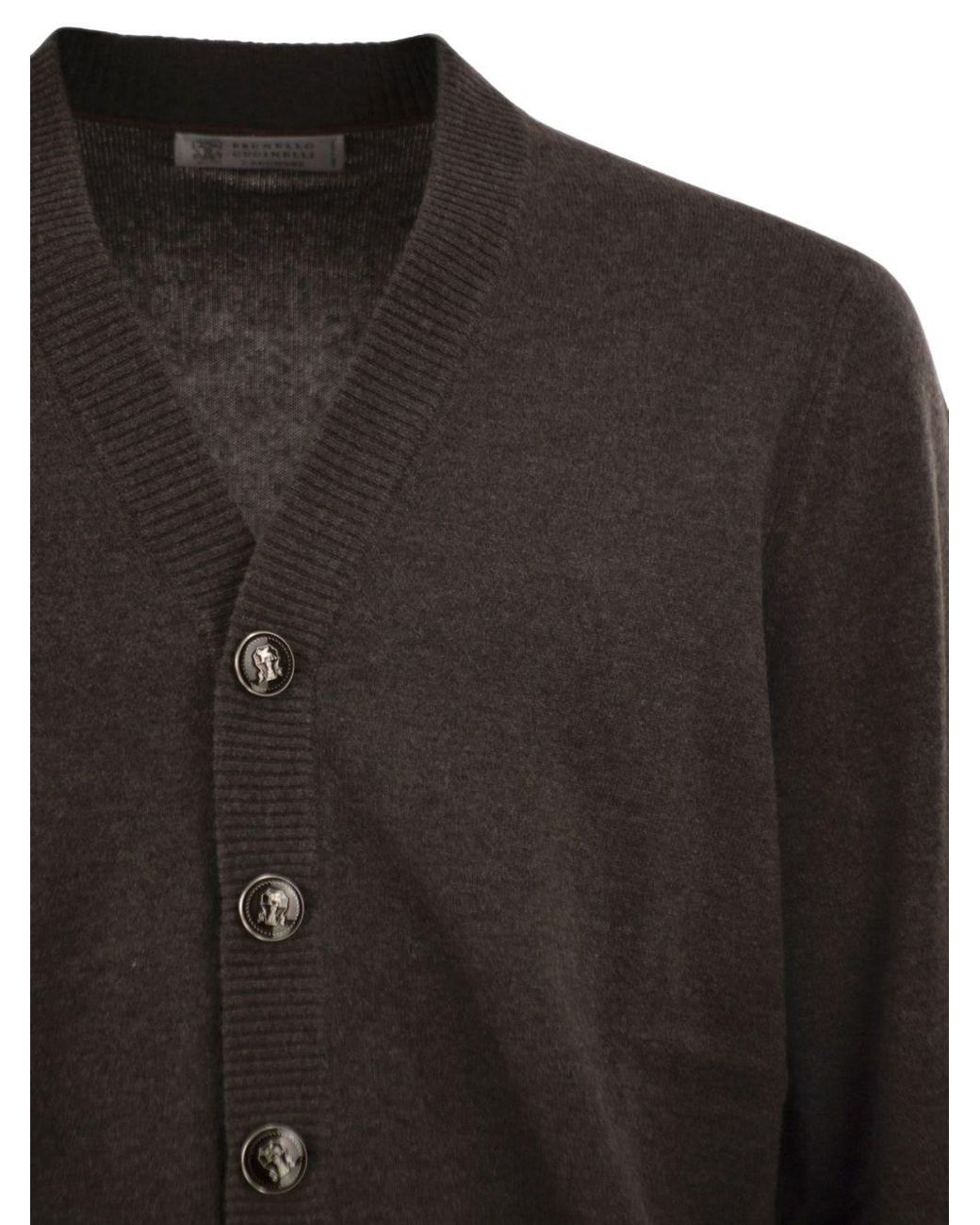 Brunello Cucinelli Black Cashmere Cardigan for men