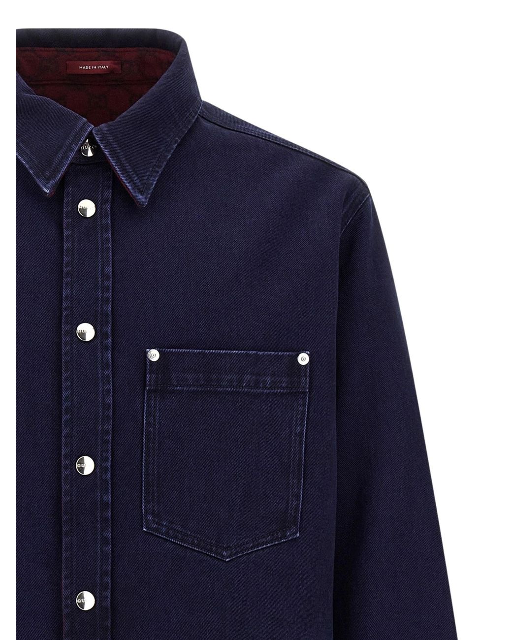 Gucci Blue Reversible Cotton Shirt for men