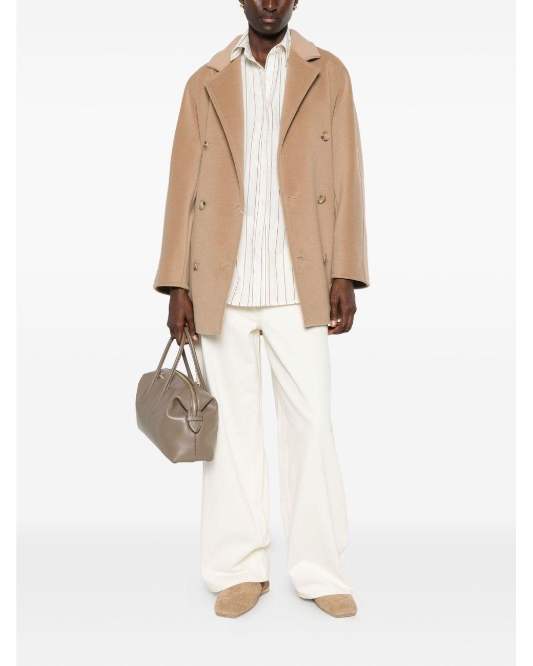 Max Mara Natural Wool And Cashmere Short Coat