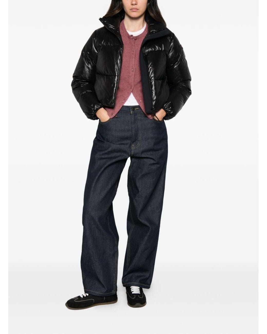 Peuterey Black Lamine Cropped Down Jacket