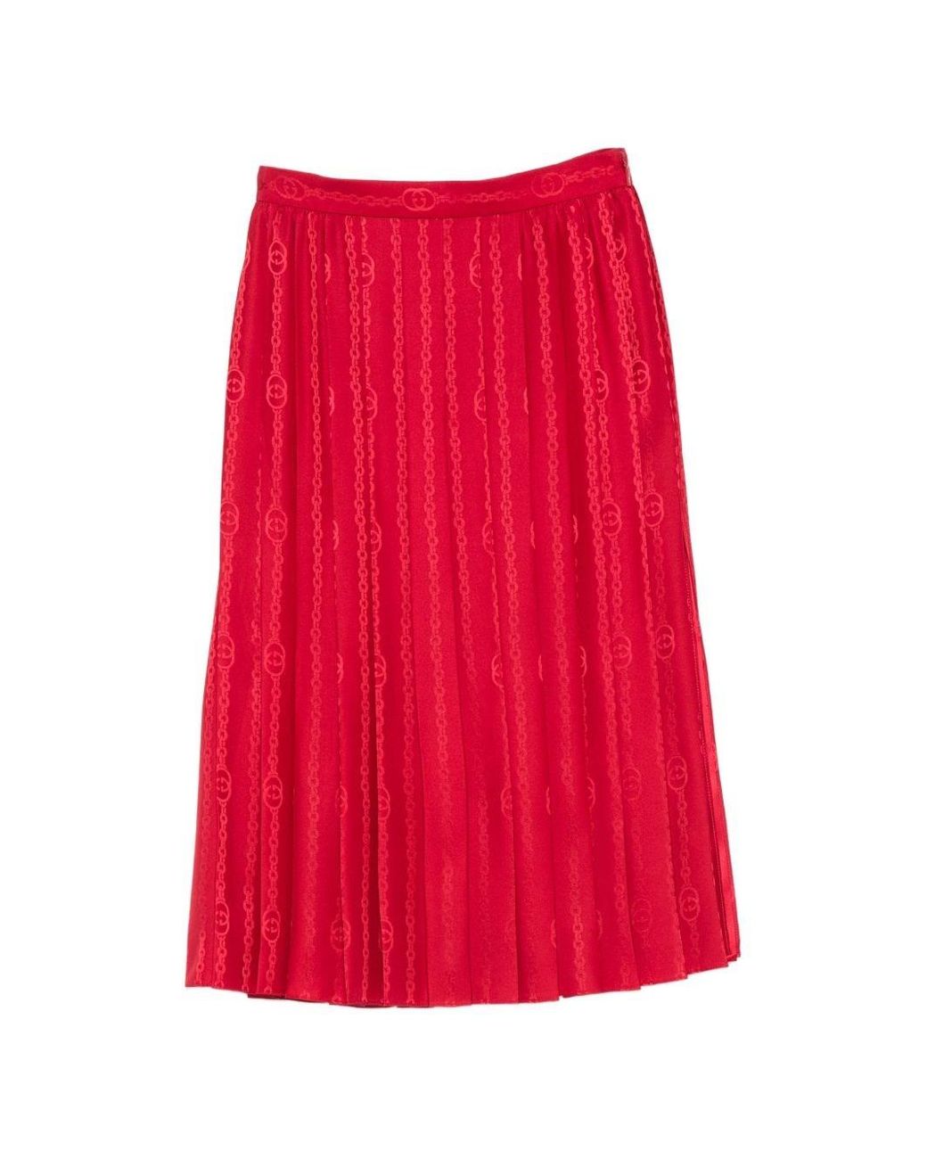 Gucci Red Silk Midi Skirt