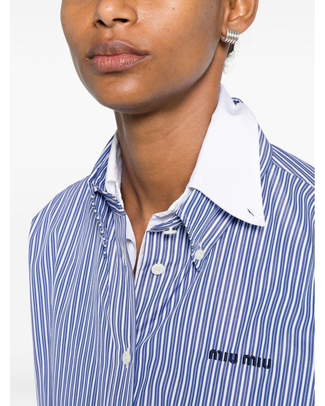 Miu Miu Purple Logo Cotton Shirt