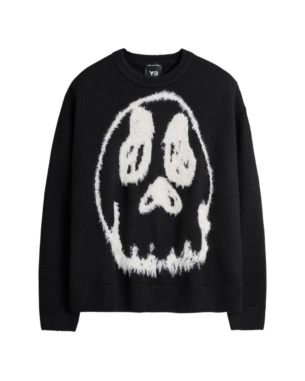 Y-3 Black Wool Blend Crenwneck Sweater for men