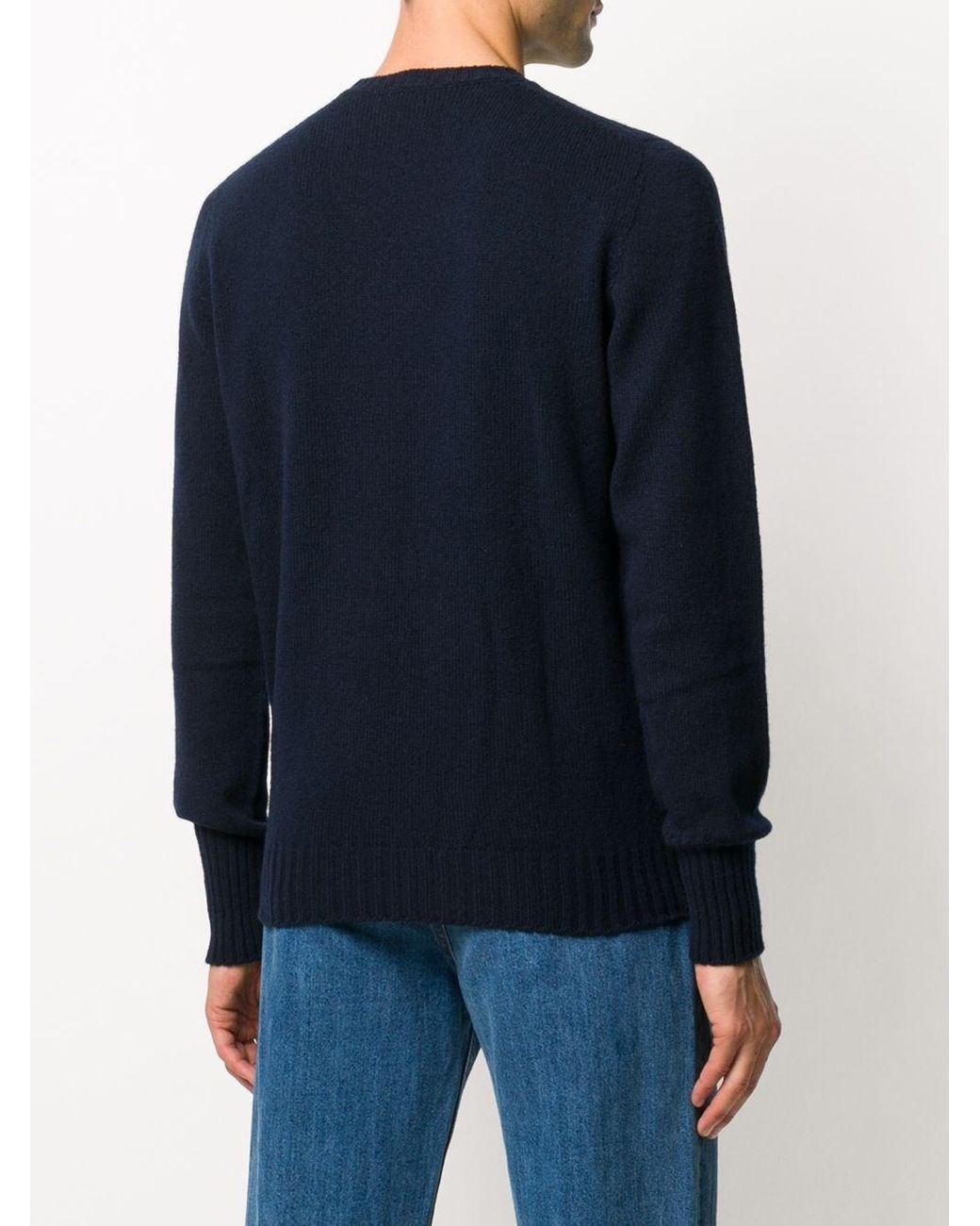 Drumohr Blue Round Neck Long Sleeves Sweater for men