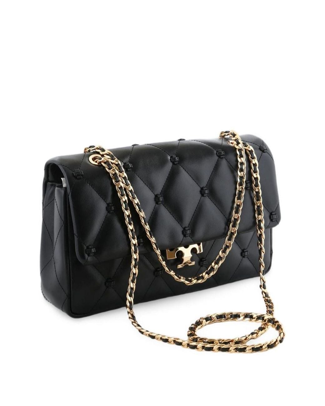 Tory Burch Black Bunny Knot Leahter Shoulder Bag
