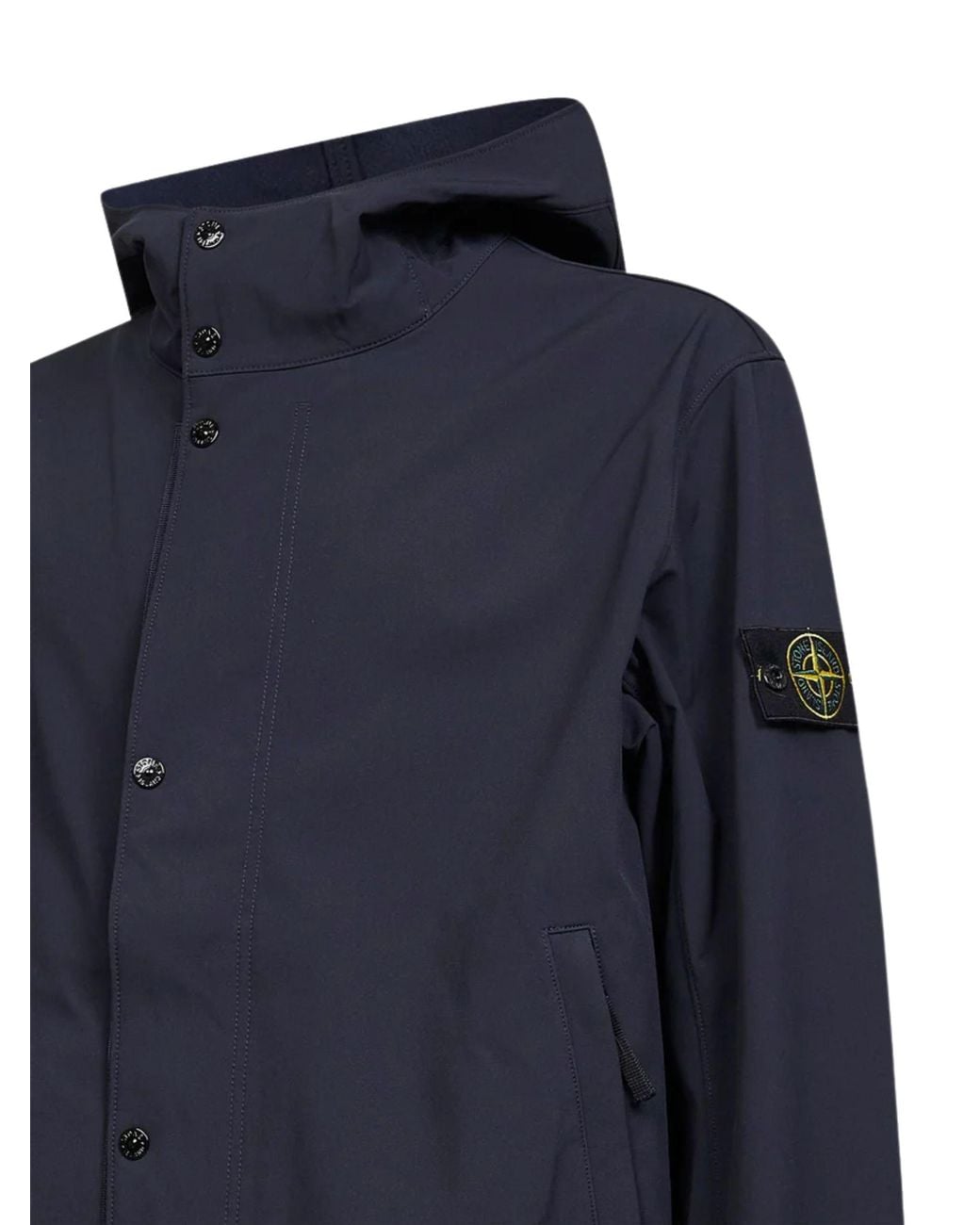 Stone Island Blue Jacket With Hood And Water- And Wind-Resistant Membrane for men