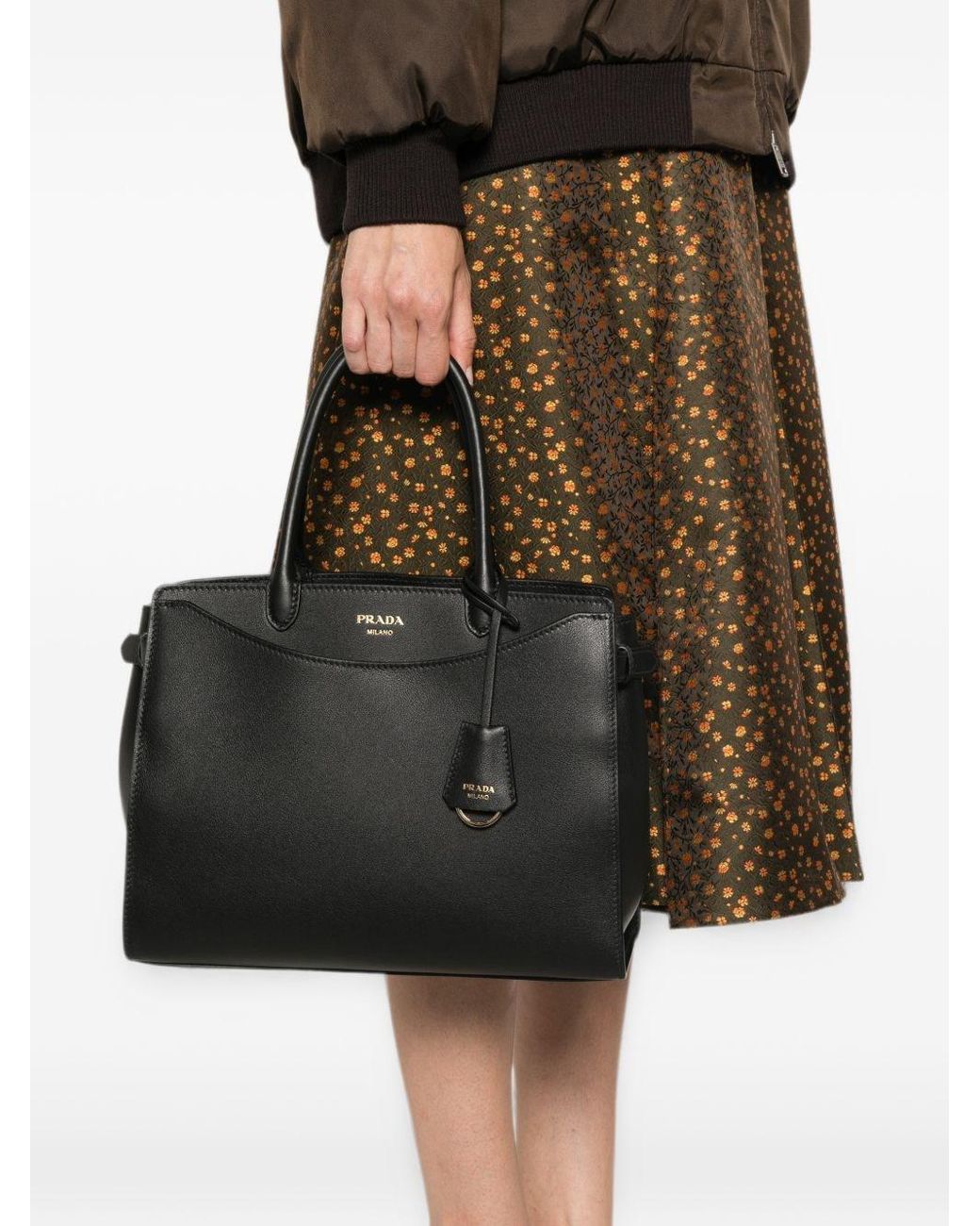 Prada Black Prelude Large Leather Tote