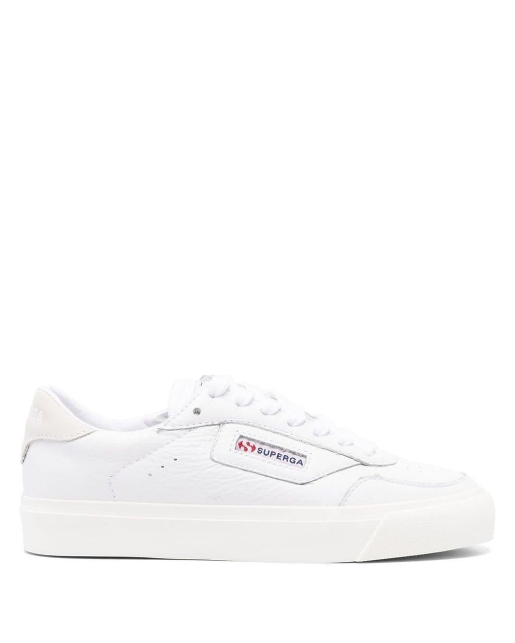 Superga 3843 Logo-patch Leather Sneakers in White | Lyst