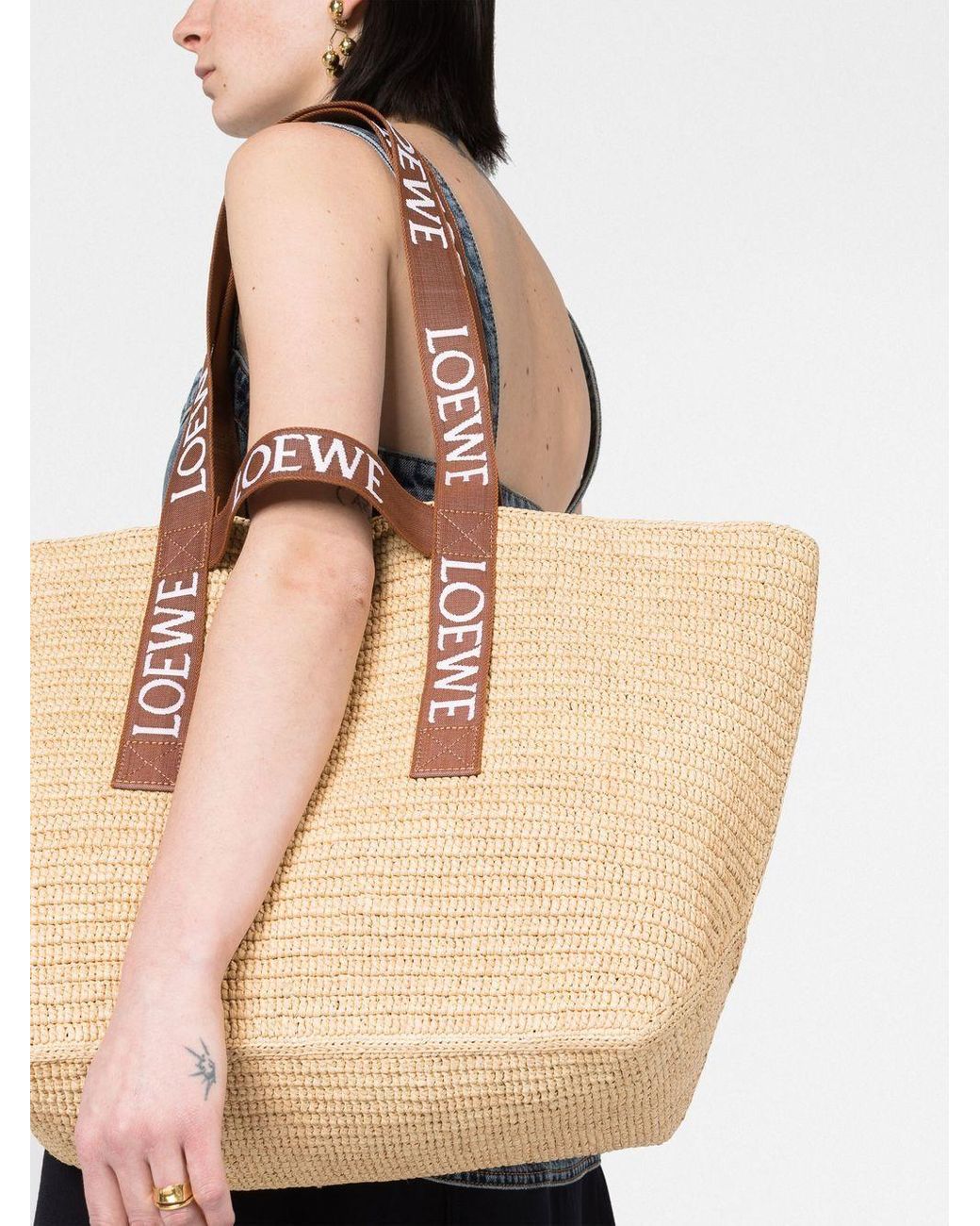 Loewe Fold Shopper Raffia Tote Bag in Natural | Lyst