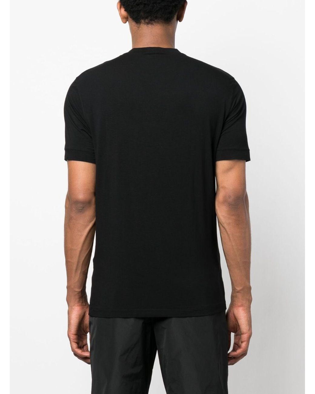 Giorgio Armani Black Crew Neck T-Shirt With Stretch Fabric for men