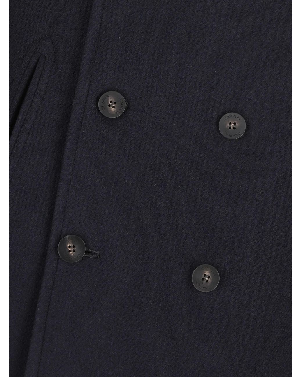 Camplin Blue Double-Breasted Notch-Lapel Peacoat for men