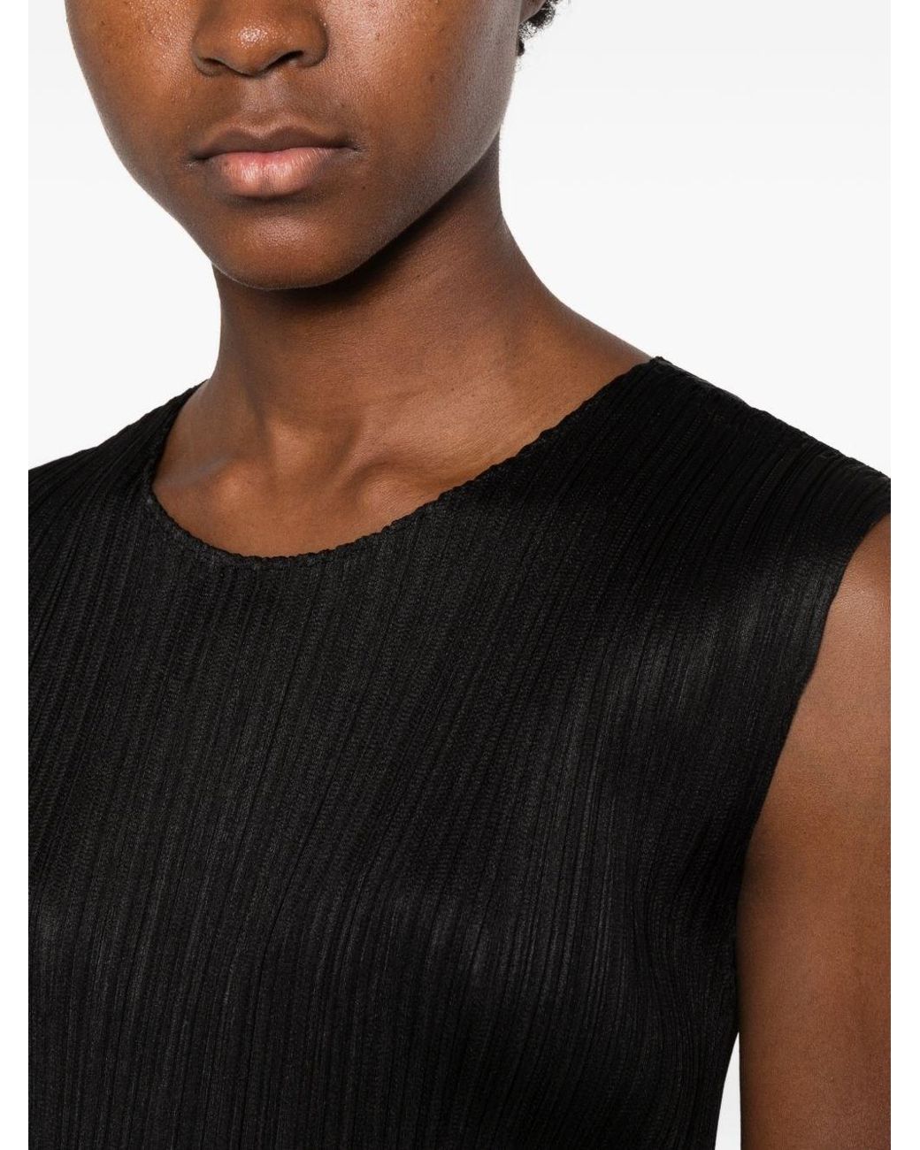 Pleats Please Issey Miyake Black Pleated Short Dress