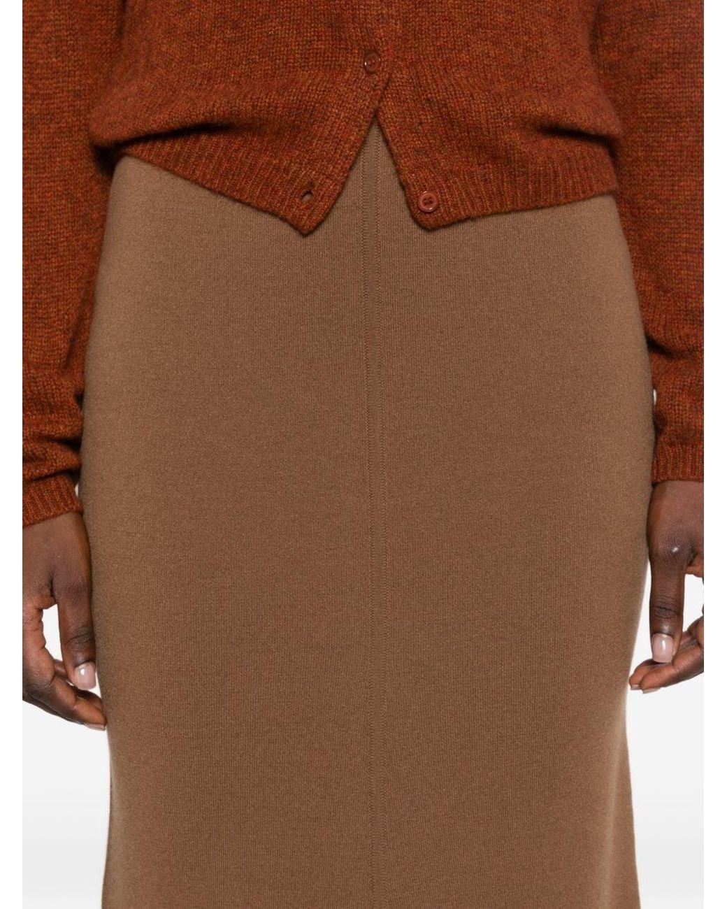 Max Mara Brown Wool And Cashmere Long Skirt