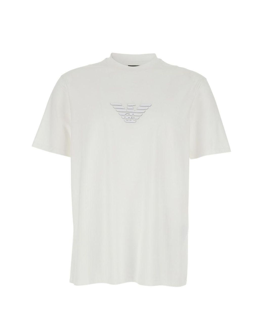 Emporio Armani White Logo Cotton T-Shirt for men