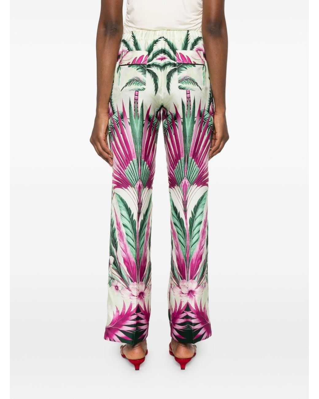 F.R.S For Restless Sleepers White Printed Silk Trousers