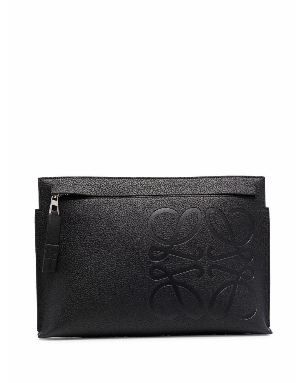 Loewe T Pouch Leather Clutch Bag in Black for Men | Lyst