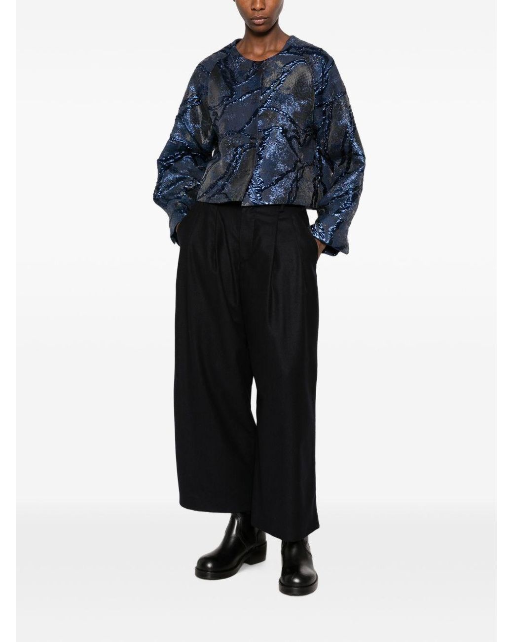 Susanne Bommer Black Wool Wide-Leg Trousers