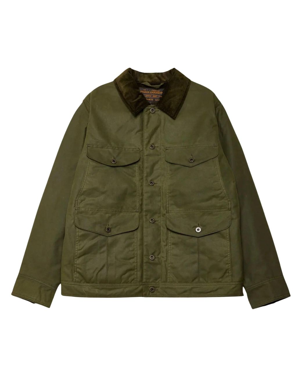 Filson Green Cotton Jacket With Pockets for men