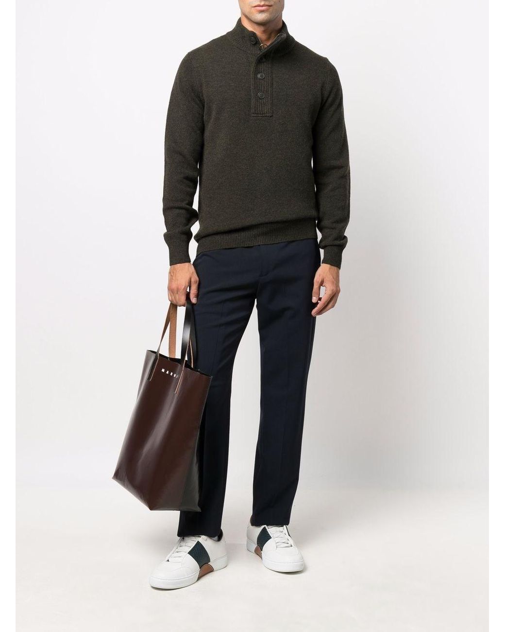 Barbour Gray Sweater With Buttons for men