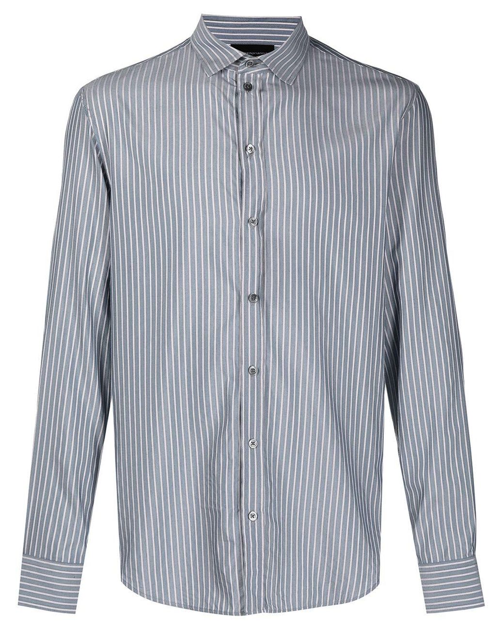 Emporio Armani Striped Button-up Shirt in Grey (Blue) for Men - Save 1% ...