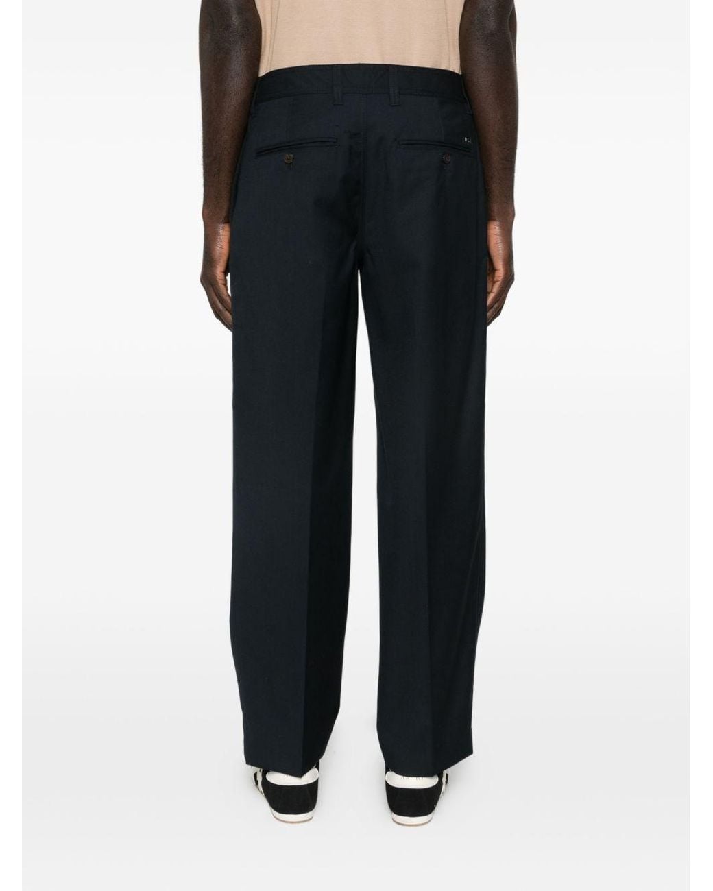 Emporio Armani Blue Wool Trousers for men