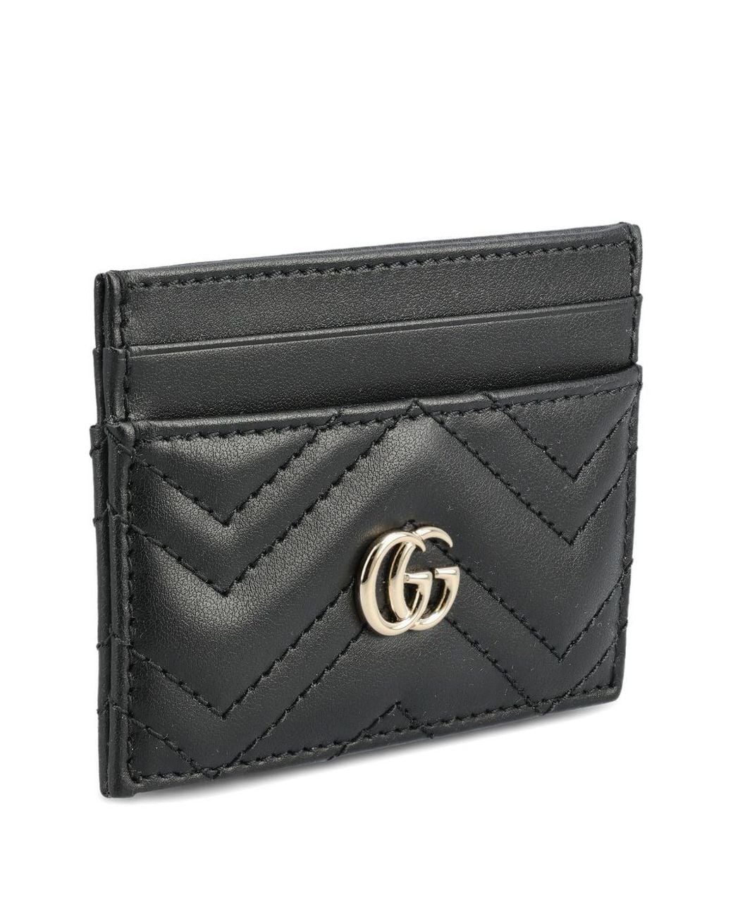 Gucci Black Gg Marmont Leather Card Case