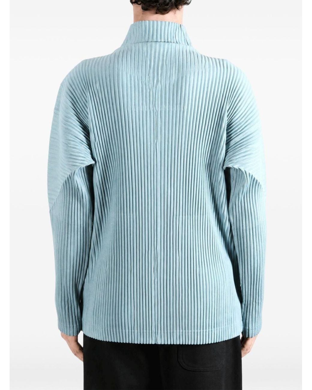 Homme Plissé Issey Miyake Blue Pleated Cardigan for men