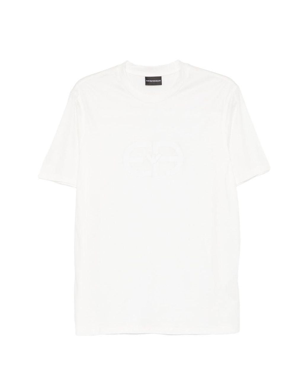 Emporio Armani White Logo Cotton T-Shirt for men