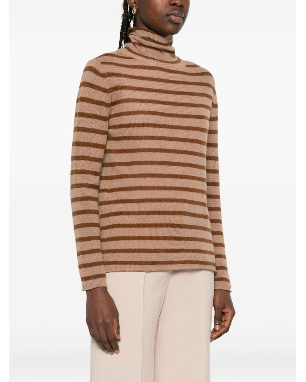 Be You Brown Striped Cashmere Sweater