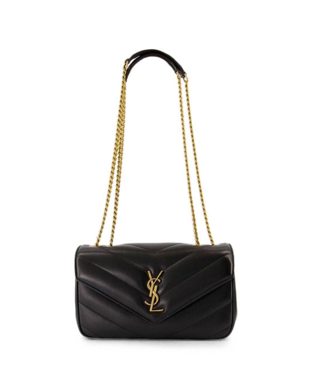 Saint Laurent White Loulou Small Suede Leather Shoulder Bag