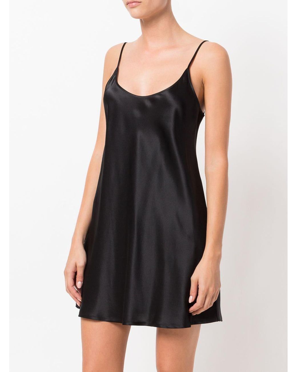 black silk slip dress short