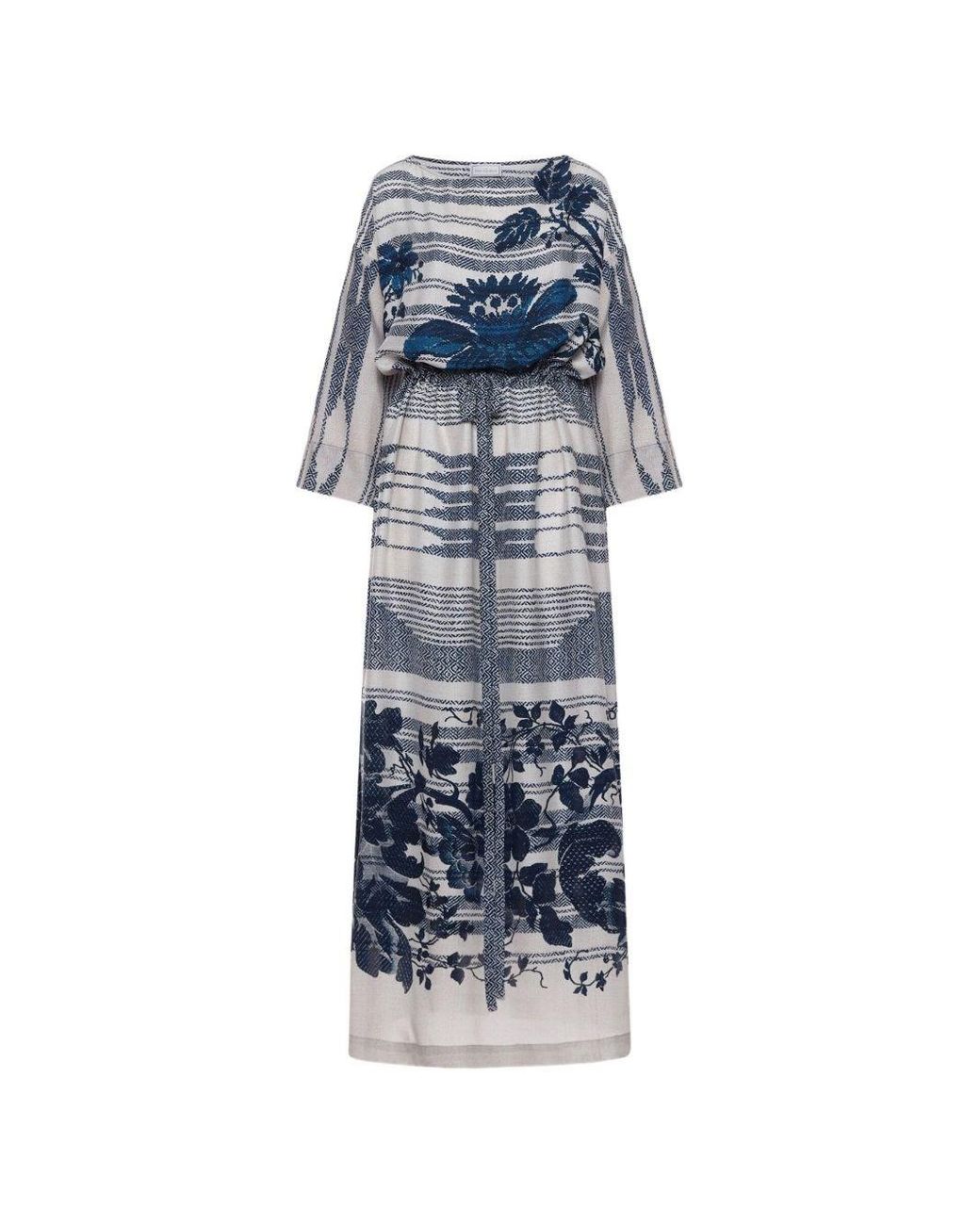 Pierre Louis Mascia Blue Printed Silk Dress