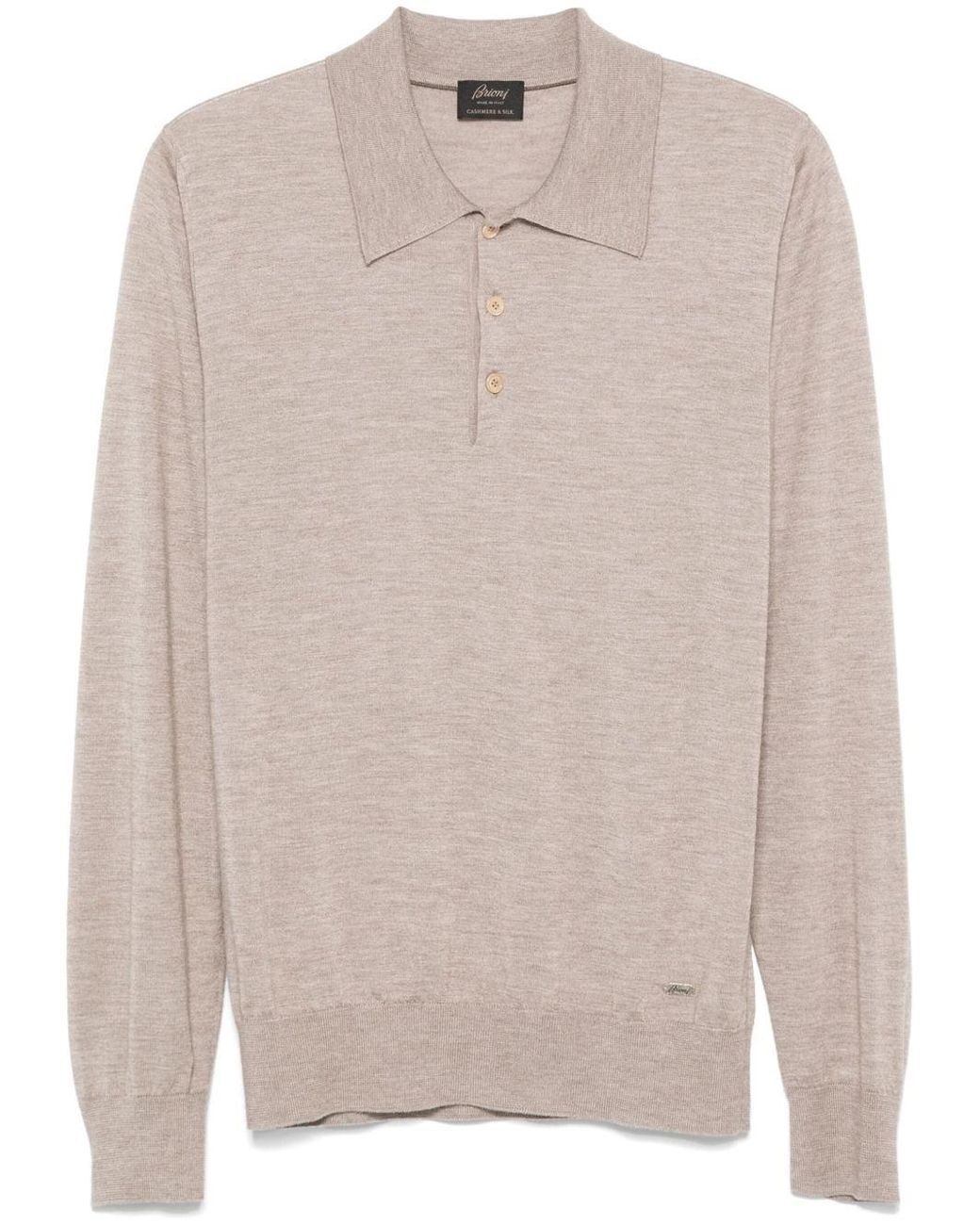 Brioni Natural Cashmere And Silk Polo Shirt for men