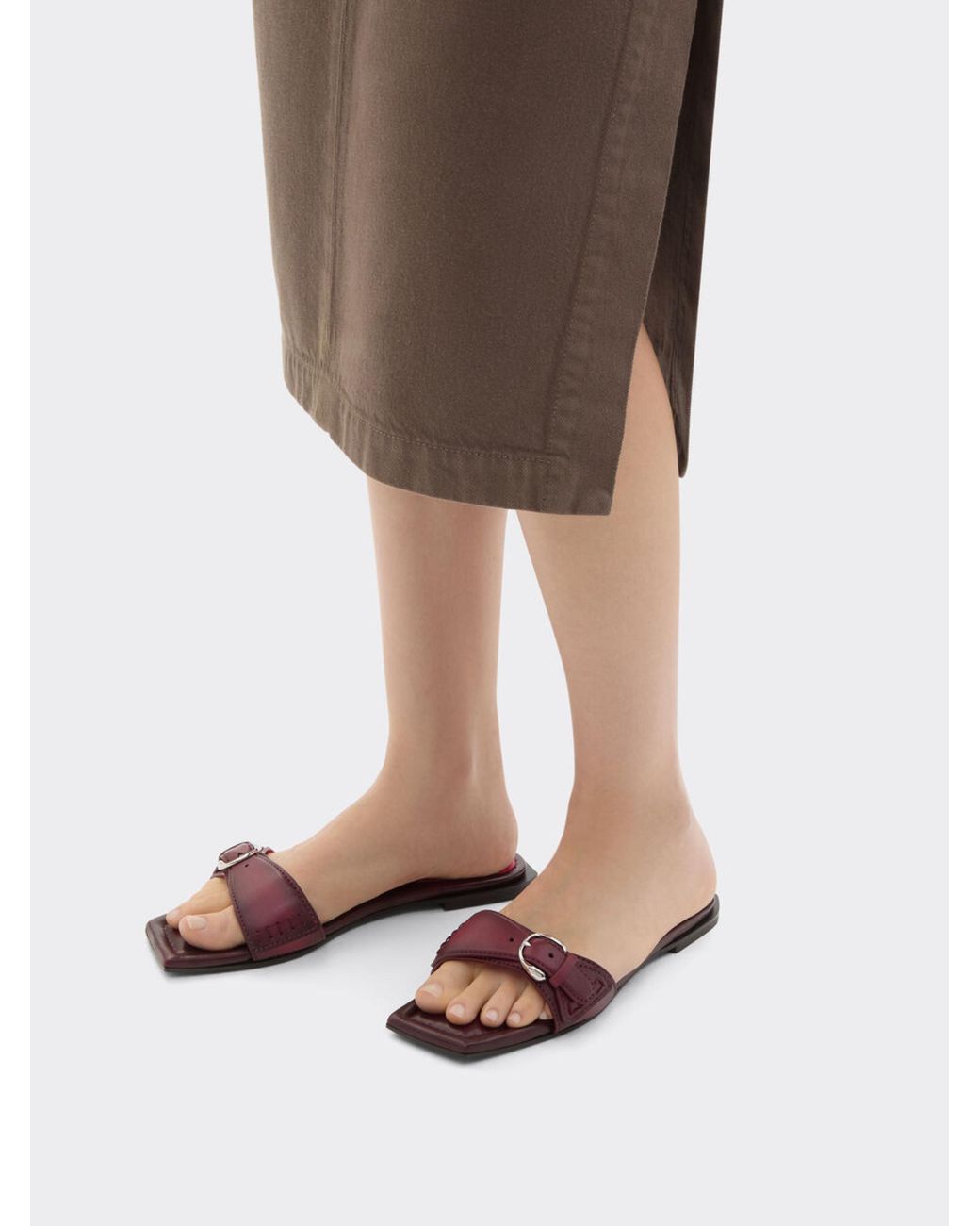 Ferrari Red Flat Leather Sandal