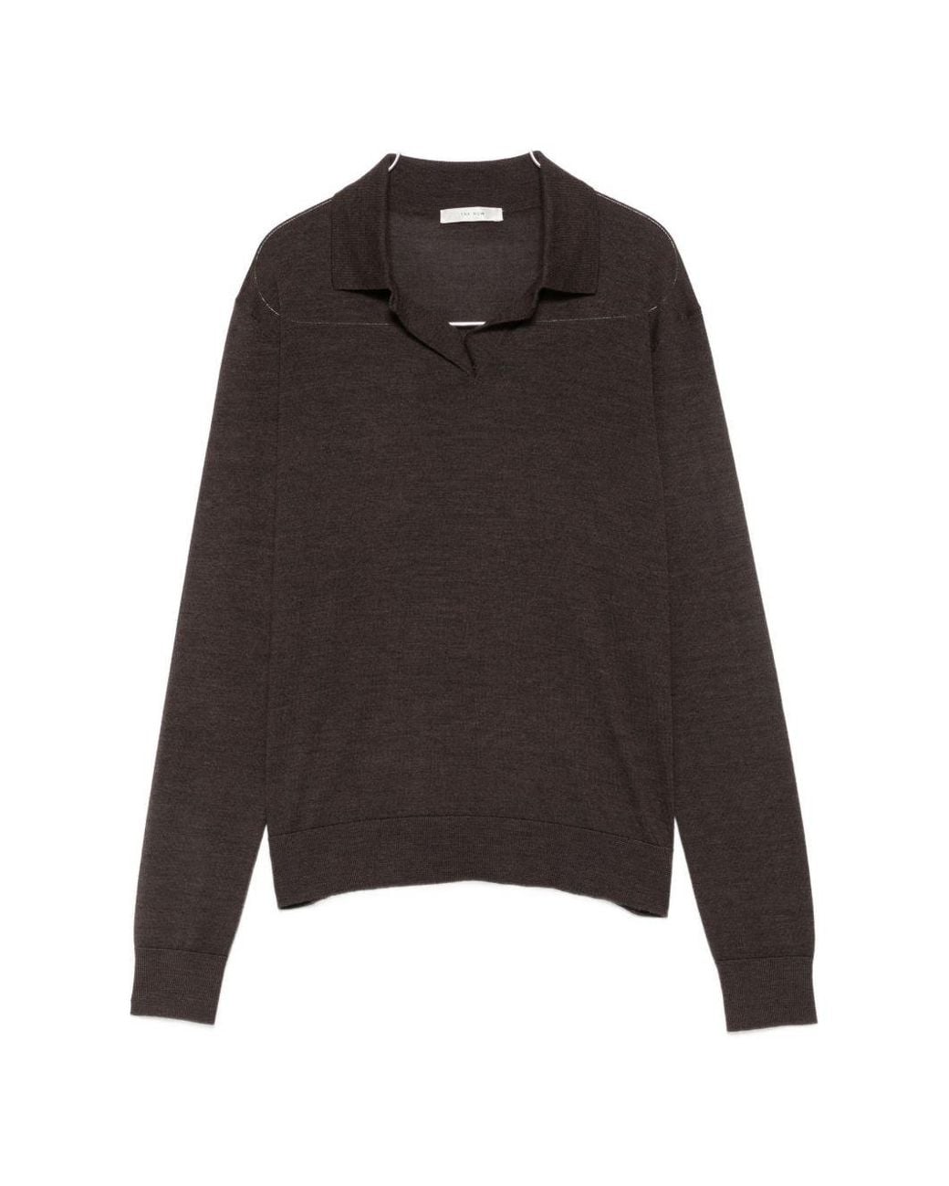 The Row Black Pauli Wool And Silk Polo Sweater
