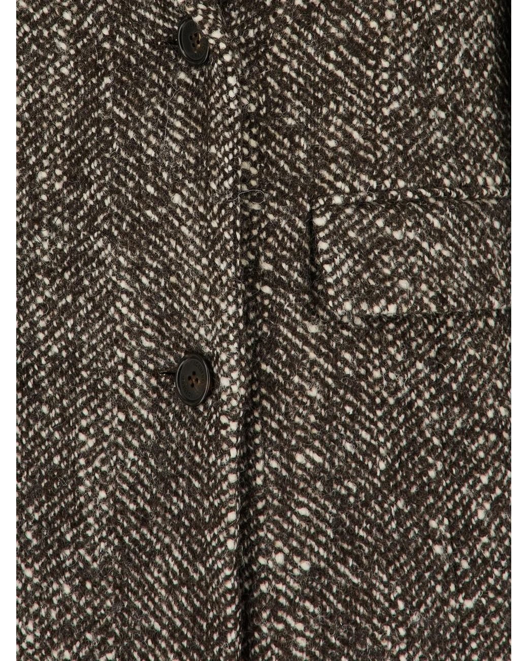 Iceberg Gray Herringbone-Pattern Double-Breasted Coat By