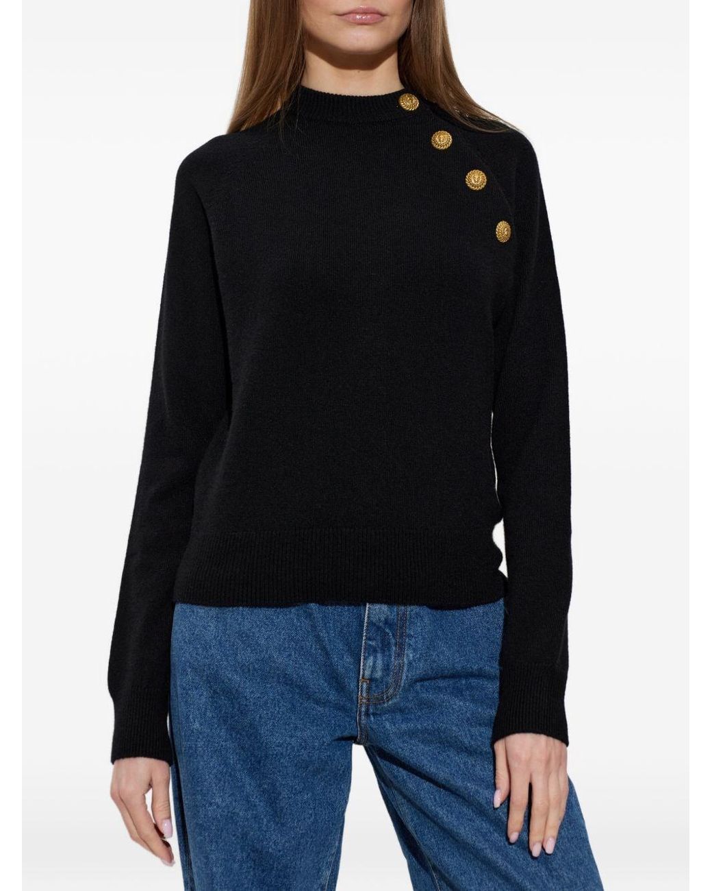 Balmain Blue Cashmere Crewneck Sweater