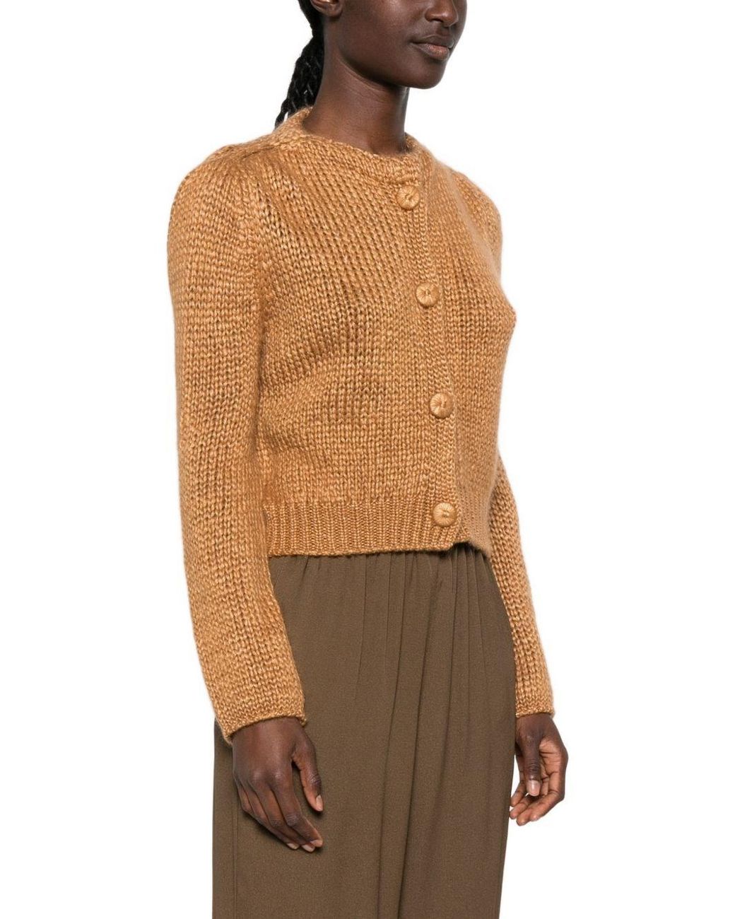 Forte_forte Natural Cashmere Blend Kitted Cardigan