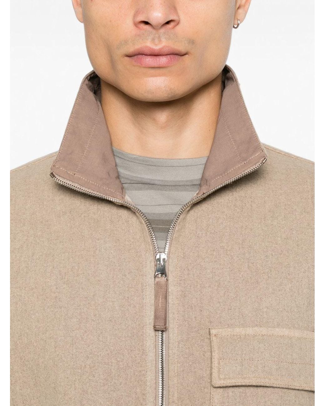 Stone Island Natural Zipped Overshirt By for men