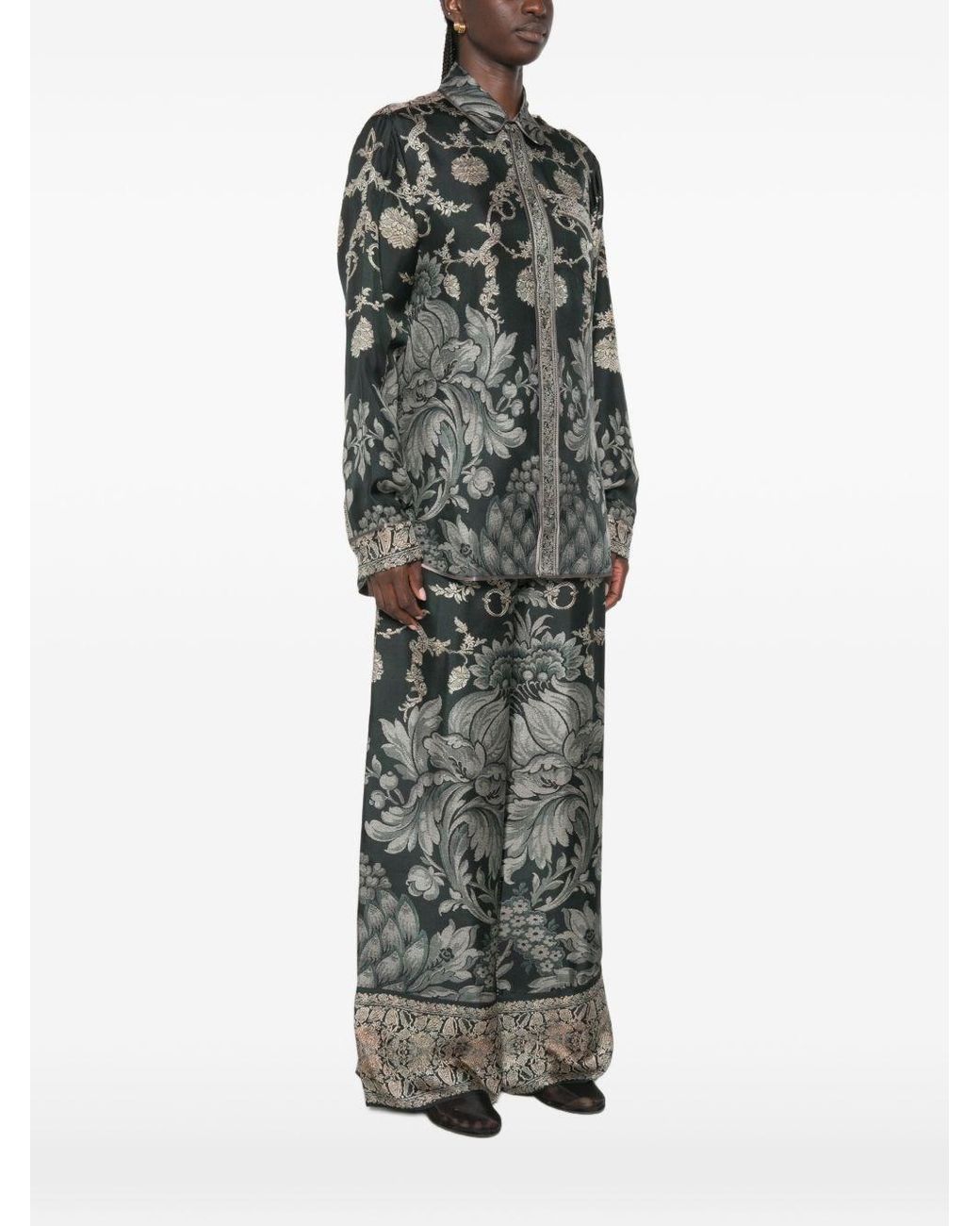 Pierre Louis Mascia Gray Printed Silk Shirt