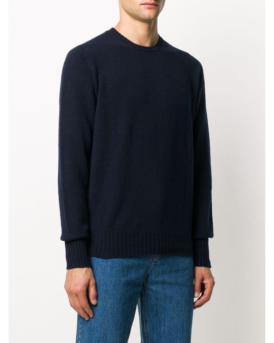 Drumohr Blue Round Neck Long Sleeves Sweater for men