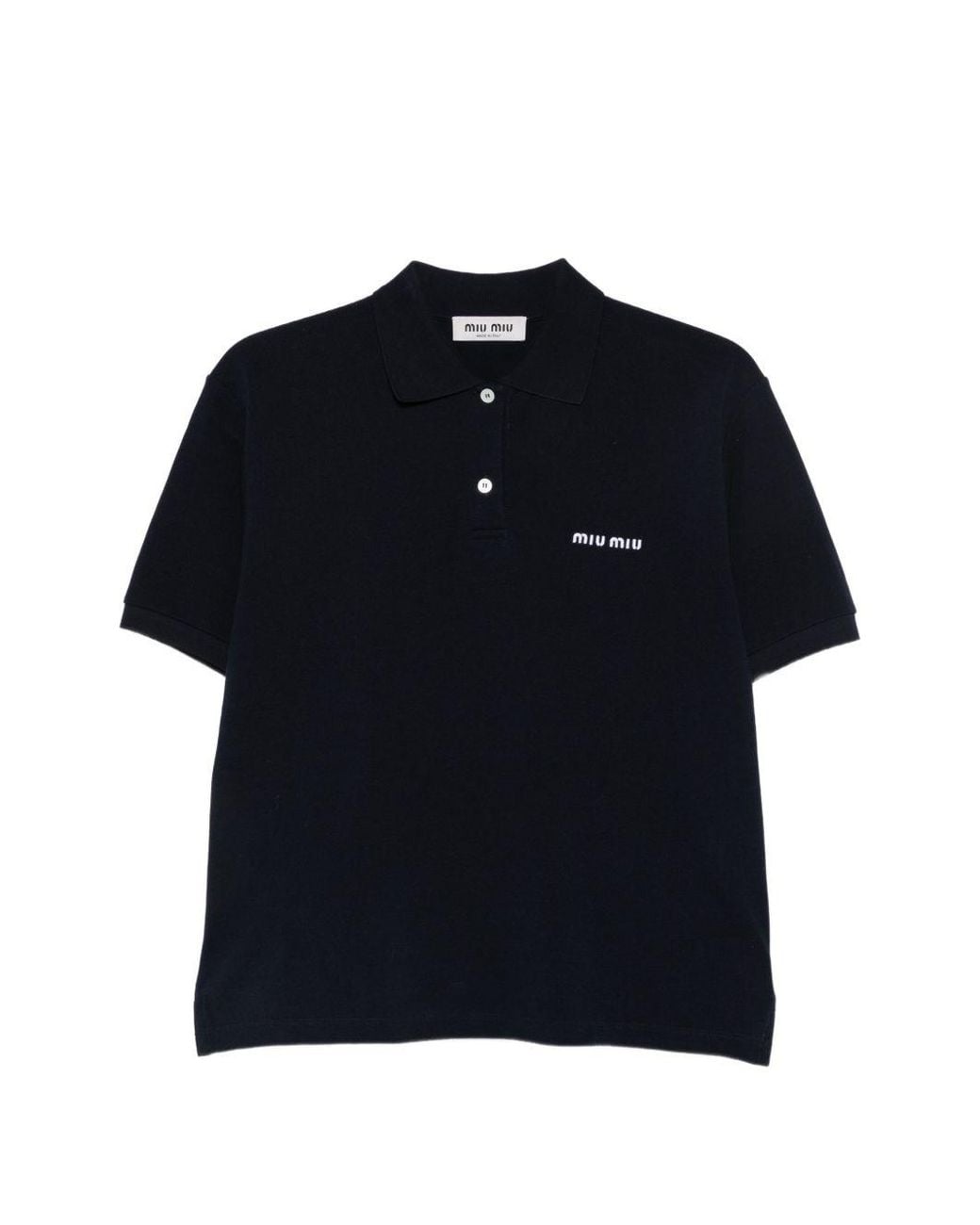 Miu Miu Blue Piquet Cotton Polo Shirt