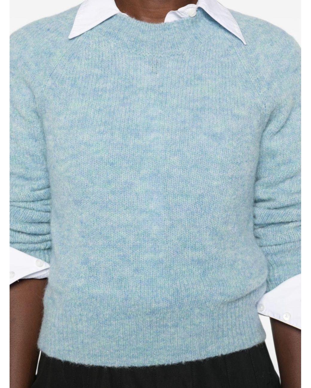 Dries Van Noten Blue Texas Wool Crewneck Sweater
