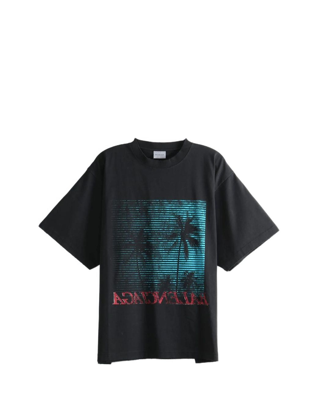 Balenciaga Blue Printed T-Shirt for men