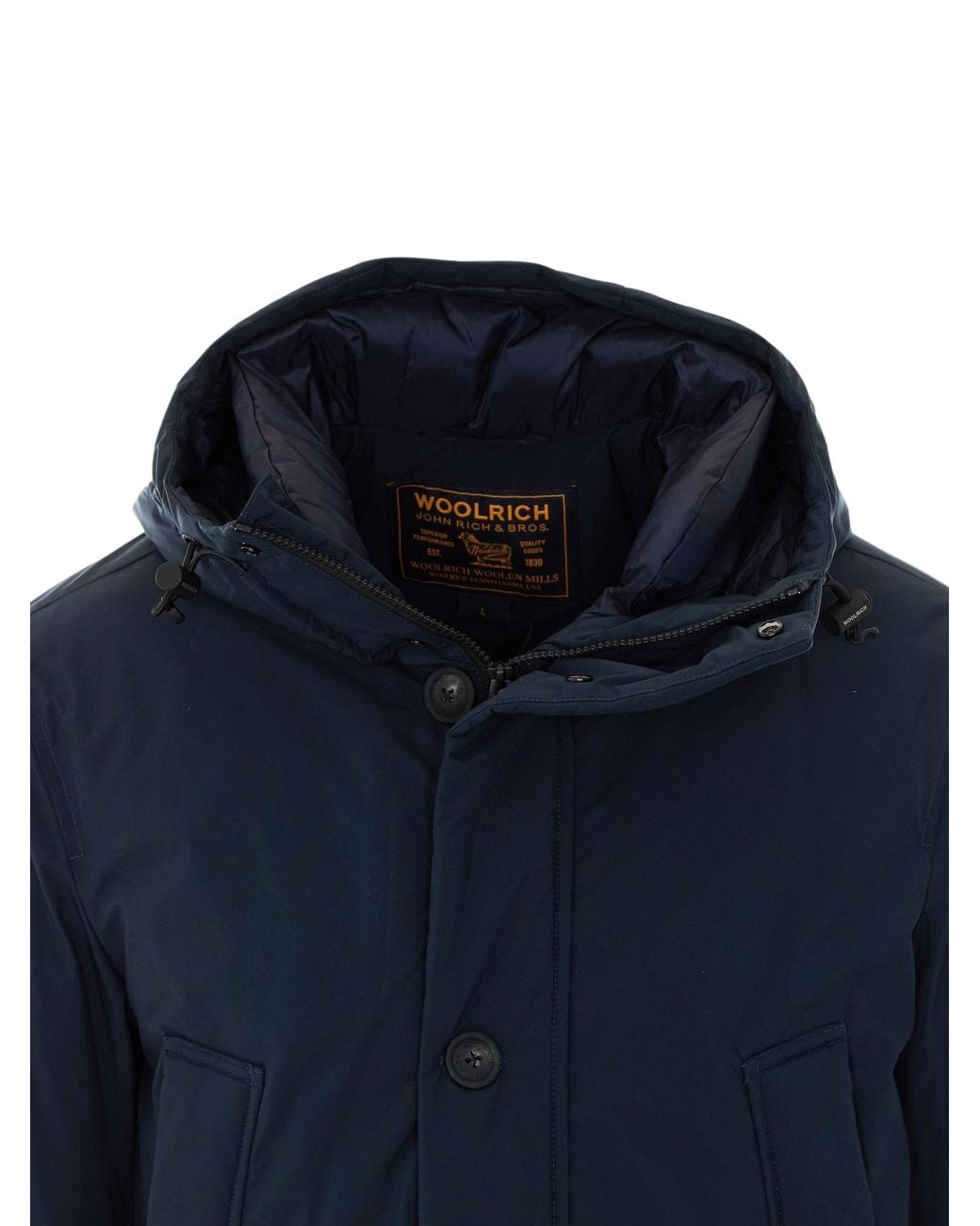 Woolrich Blue Hooded Padded Parka Coat for men