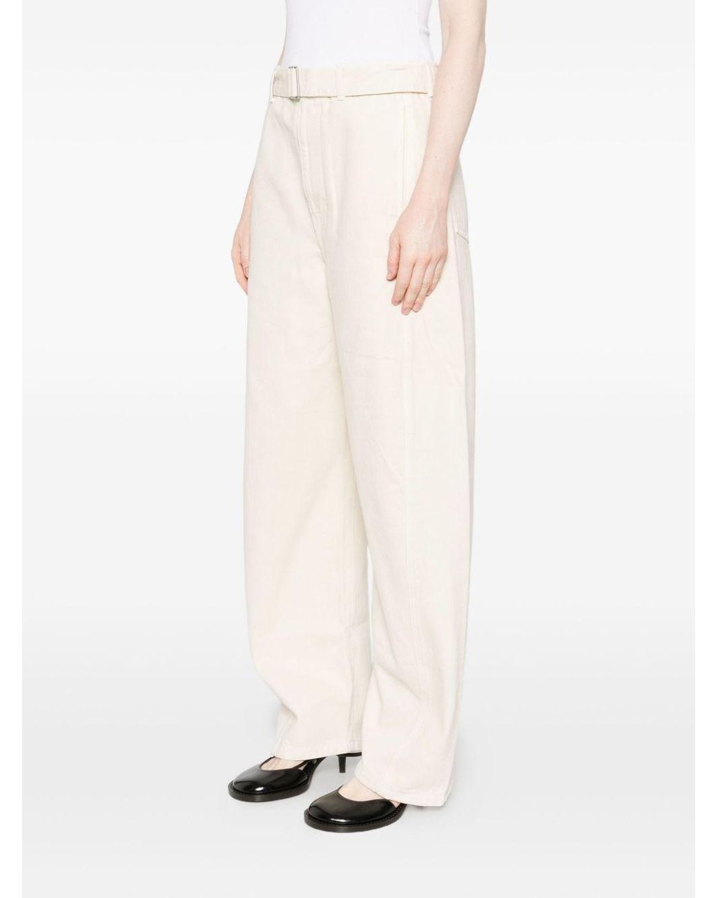 Lemaire White Twisted Denim Cotton Jeans