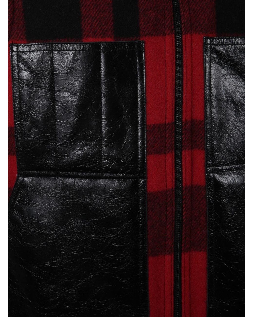 Junya Watanabe Red Mackinaw Wool And Leather Vest for men