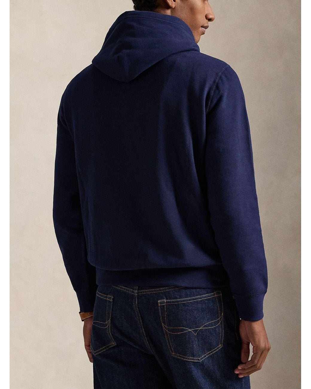 Polo Ralph Lauren Blue Casual Embroidered Hoodie With Drawstring And Pouch Pocket for men