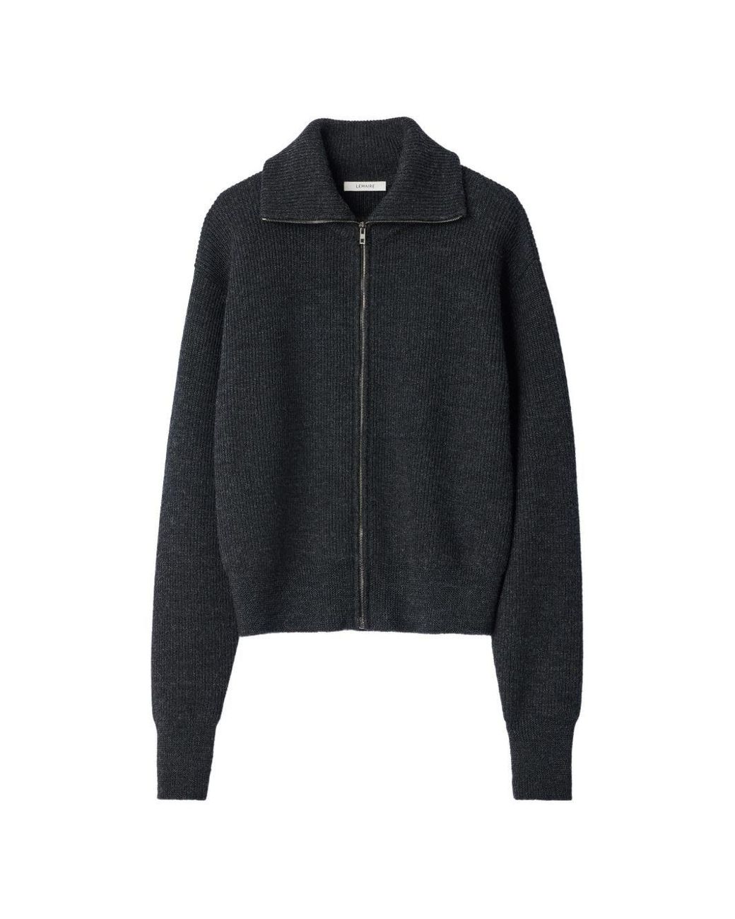 Lemaire Black Wool Zipped Cardigan for men