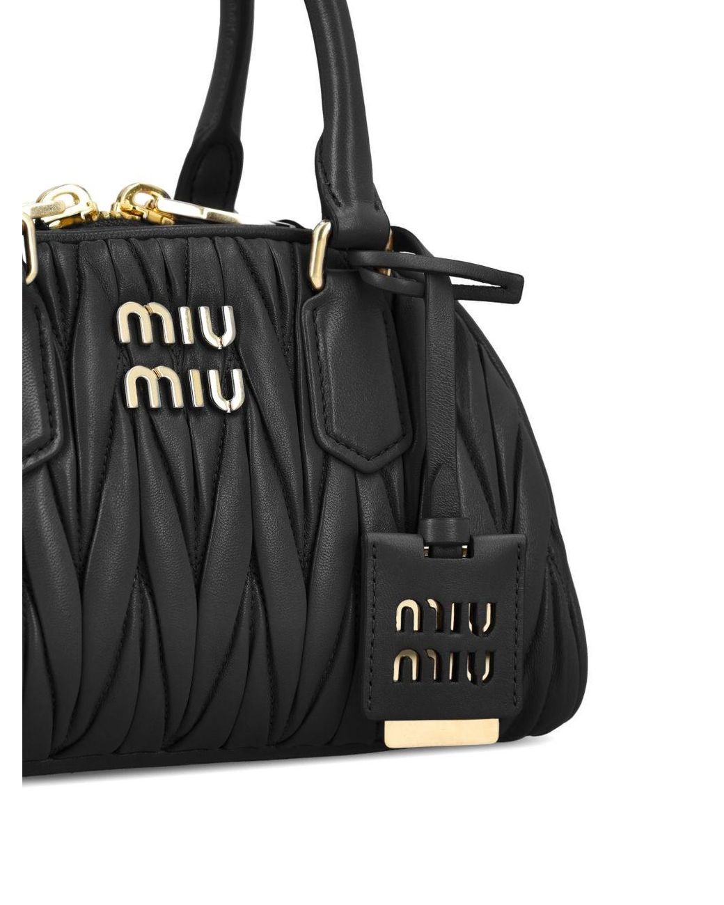 Miu Miu Black Matelassé Leather Tote Bag